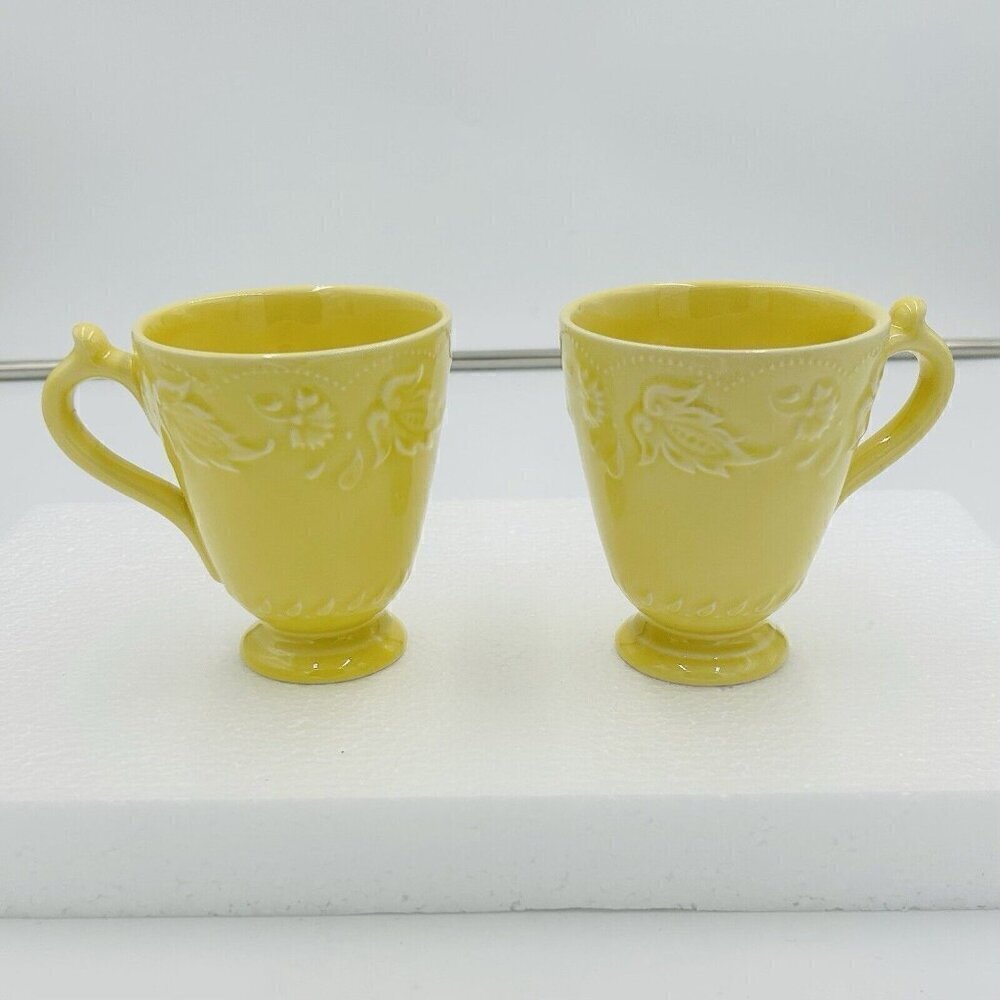 (2) J. Willfred Sadek VERA BRADLEY MY HOME Yellow 4.5" Mugs Portugal